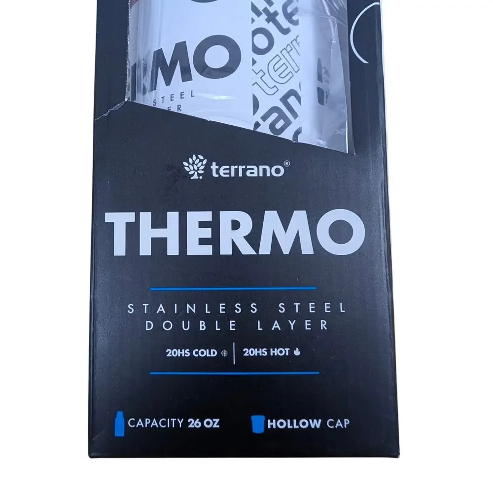 Terrano Thermo Stainless Steel Double Layer 260z 20 Hour Hot Cold Red Bottle NIB